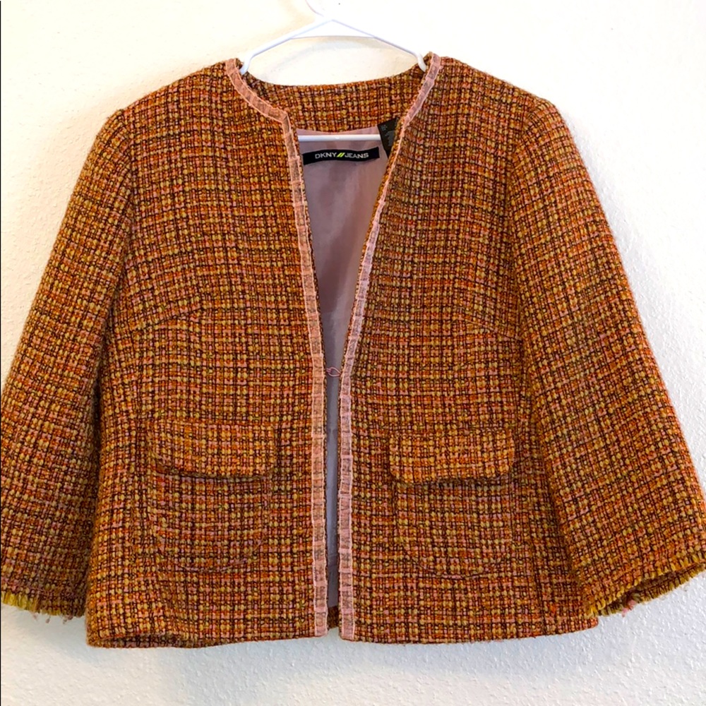 DKNY Jeans Plaid Wool Jacket/Blazer